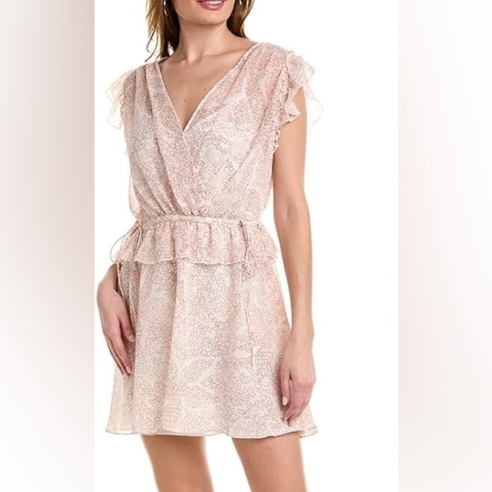 Ted Baker Blush Pink Lace-Effect Flutter Sleeve Dress